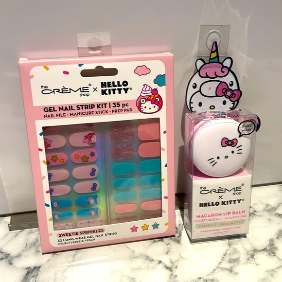 NWT/HELLO KITTY Bundle of Gel Nail strips & Sweet Sprinkles Lip Balm - Picture 1 of 11